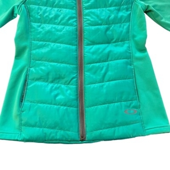 Oakley Women's Teal Quilted-Back Performance Jacket Size M Full Zip Puffer - Picture 3 of 5